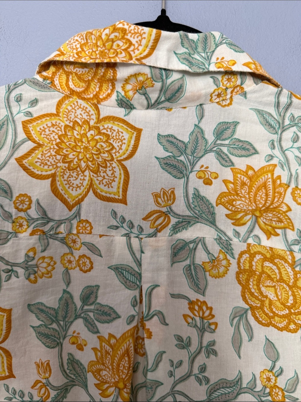 KILOL Floral Block Print Camp Shirt Button Down Cropped Large - Picture 8 of 10